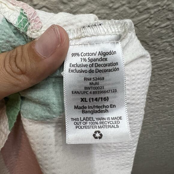 Free Assembly Seersucker Camp Shirt Kids XL 14/16 Floral Paint Splat - Picture 9 of 9